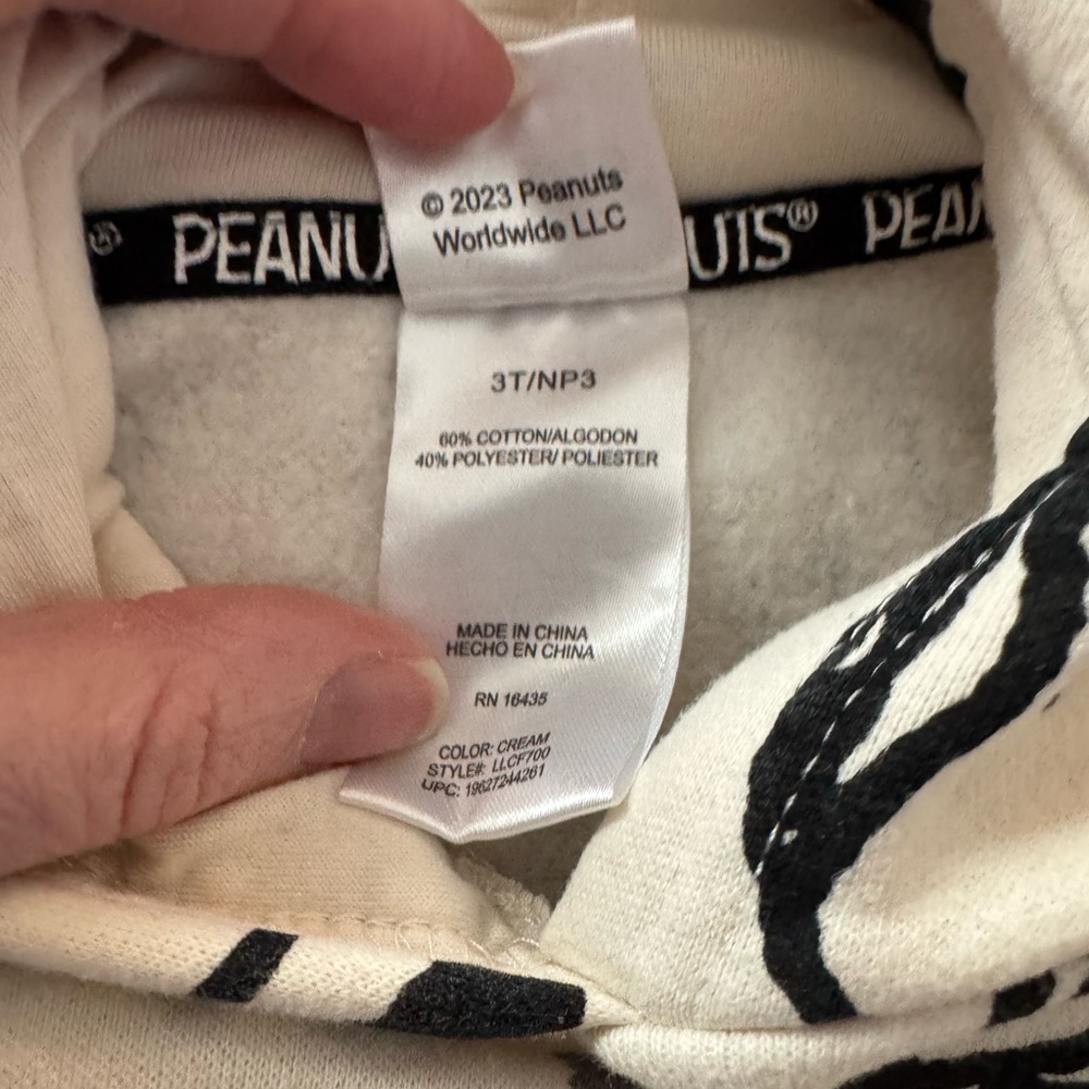 3T Peanuts Halloween pullover hoodie toddler Boy Girl Black White Snoopy ears - Picture 5 of 8